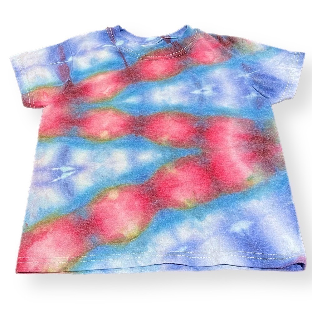 Tie dye zig zag youth kids t-shirt XS YXS magenta purple blue